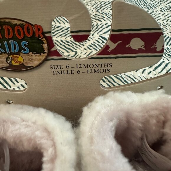 Outdoor Kids Baby Booties 6-12 Months White & Pink Fleece Lined Non-Slip Soles H - Picture 4 of 6
